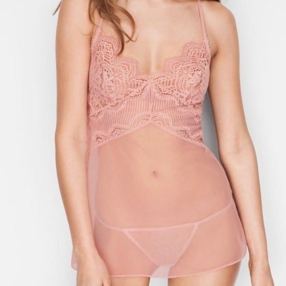 Victoria's Secret Other - NEW Victoria Secret Floral Lace & Stripe Babydoll Slip Small